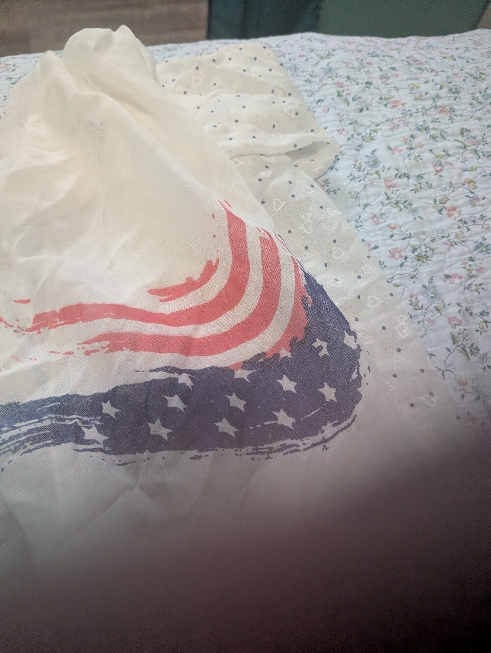 Cream American Flag Print Bedding Sham - Unbranded